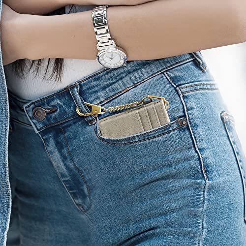 Image of SEAVILIA Card Holder Keychain Wallet for Women with ID Window RFID Coin Purse Bee Gifts Slim Minimalist Small Wallet