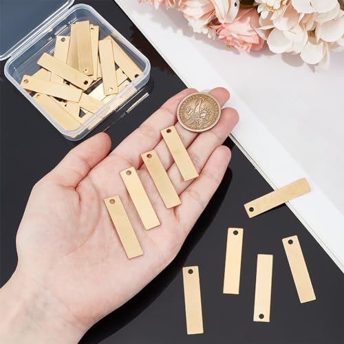 UNICRAFTALE 30Pcs Stainless Steel Rectangle Stamping Blank Tag Pendants One Side Polishing Blank Charm Engraved Pendant For Name Valentine's Day Charms Dog Tag Necklace Bracelet Jewellery - Image 4