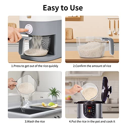 Kveye Rice Dispenser 25 Lbs, Large Cereal Dry Food Storage Containers With Measuring Cup,Upgraded Built-In Fresh Box, Cereal Dispenser Storage With Lids For Home Kitchen Pantry Rice Soybean Corn #TOP1