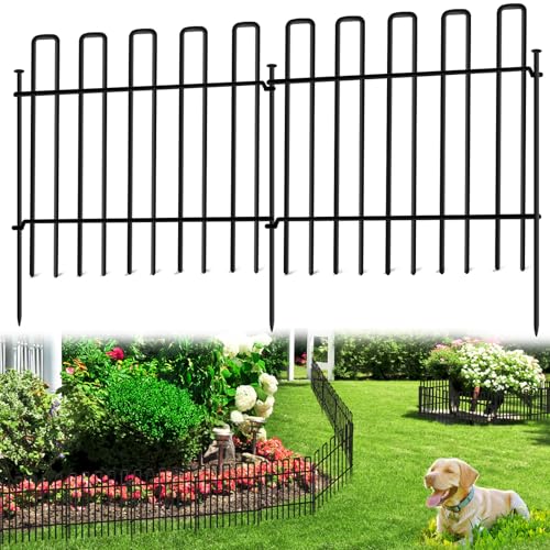 26 Panels No Dig Animal Barrier Fence, 13in(H) x 37ft(L) Garden Edging Border Fencing, Rustproof Metal Stakes Decorative Garden Fence, Dog Digging Defense Fencing Barrier for Outdoor, Yard, Patio
