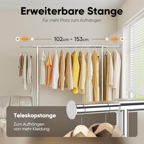 HOKEEPER Kleiderständer auf rollen,136 kg Tragkraft,Schwerlast Kleiderständer,ausziehbare Kleiderstange zum Aufhängen von Kleidung