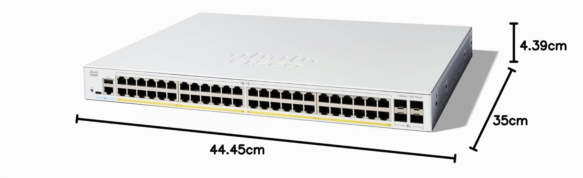 Cisco Switch gestionado Catalyst 1300-48FP-4X, GE de 48 Puertos, PoE Completo, SFP+ GE 4x10, protección Limitada de por Vida (C1300-48FP-4X)