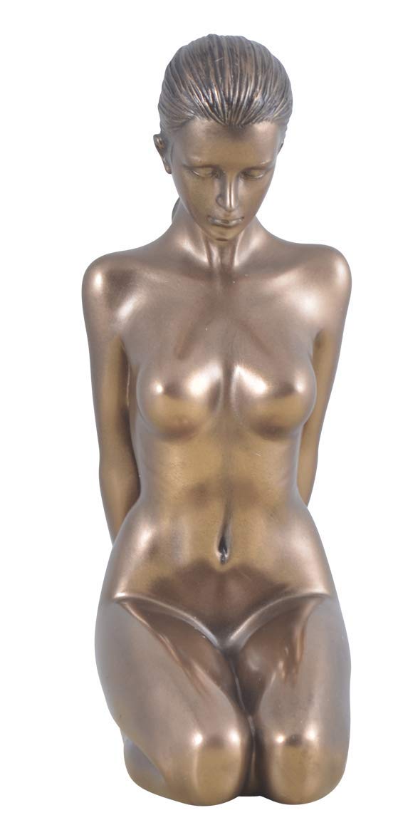 Weibliche Aktfigur Frau kniend Veronese Design bronzierte Polyresin Figur 15 cm Elegante Aktkunst Statue Moderne Wohndeko für Wohnzimmer, Büro, Regal und Sammler