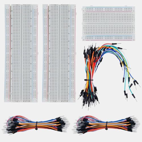 GTIWUNG 3 Piezas Mini Breadboard 400 & 830 Puntos Bread Board Placa Prototipo Sin Soldaduras PCB Junta para Arduino Proto Shield + 195 Piezas de Cables Puente para Placas Prototipo