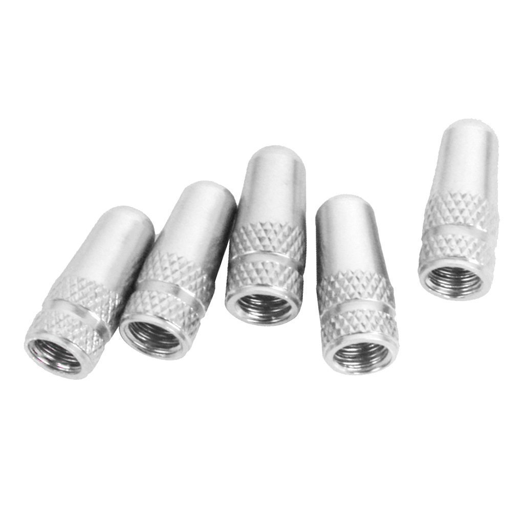 Namvo Silver 5Pcs Bicycle Presta Wheel Rims Tyre Stem Air Valve Caps Dust Cover