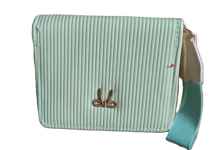 Mint Green Ribbed Wristlet Wallet with Bow Accent-image-46