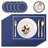🍽️Multifunción: los manteles individuales son exquisitos y resistentes, le dan un toque de decoración elegante a su comedor, gran gusto estético. Se adapta perfectamente a varios tipos de mesas de comedor, como mesa de madera oscura o clara, mesa de vidrio, mesa de granja de madera y mesa de comedor de metal. Una opción ideal para restaurante, hogar, bar, boda, picnic al aire libre o incluso fiesta.