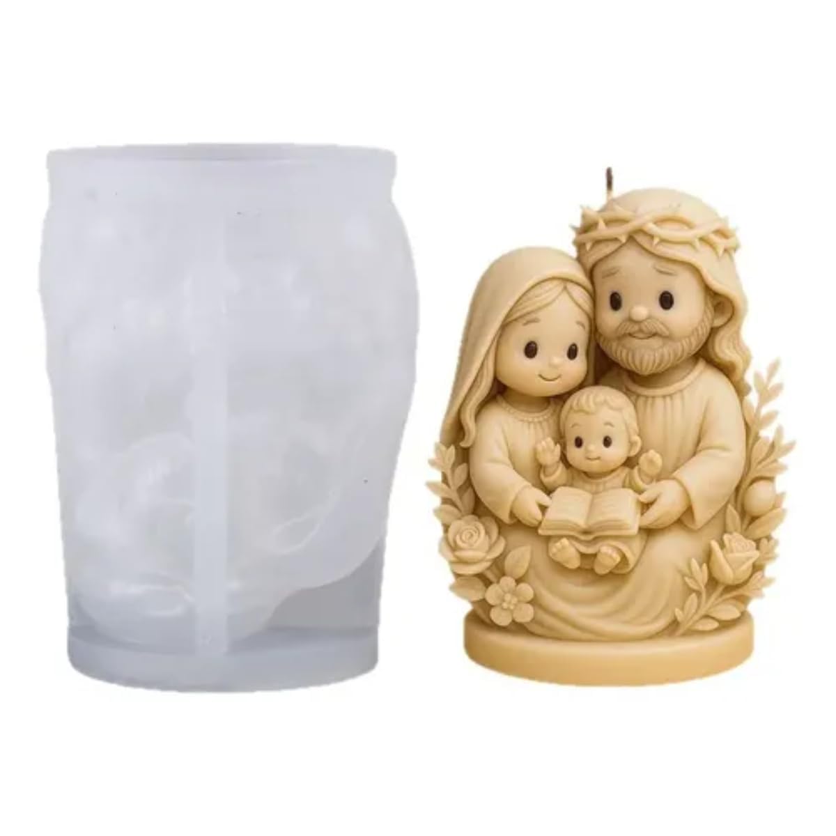 HUSAINI MART | Holy Family Silicone Mold for Candle Making, Resin, Jesmonite, Plaster & Concrete | Jesus, Mary & Baby Jesus Statue Mold | DIY Religious Decor Casting Mold NK-image-20