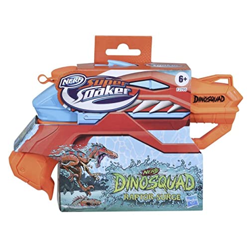 Nerf Super Soaker DinoSquad, Blaster à Eau Raptor-Surge actionné par la détente, Jeu d'eau extérieur d'été F2795 Multicolore