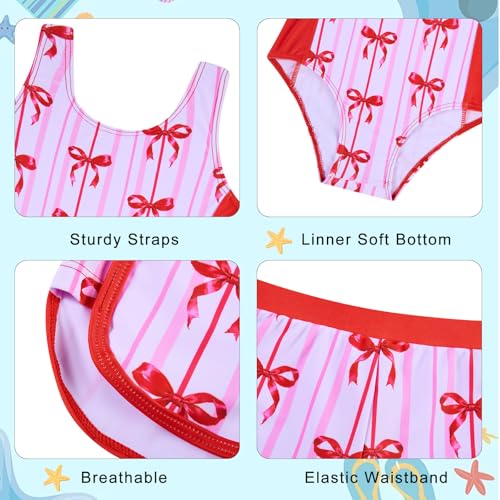 Image of TUONROAD Toddler Girls One Piece Swimsuit 2Pcs Bathing Suit Kids Swimwear with Short for 3-9