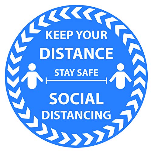 Social Distancing Self Adhesive Anti-Slip Floor Vinyl Floor Safety Sign Stickers Keep Your Distance - Arrows - 30cm (10, Blue)