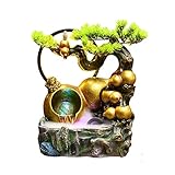 Cascada de mesa Fuente de mesa Fuente de meditación de relajación de resina Fuente de mesa Característica de cascada interior para decoración de oficina en el hogar Fuente de agua de mesa (pequeña)