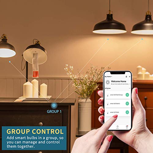 WiFi Led Bulb Smart Light Smart WiFi Alexa Light Bulb, Peteme Led RGB Color Changing Bulbs, Compatible with Alexa, Siri, Echo, Google Home (4 Pack)
