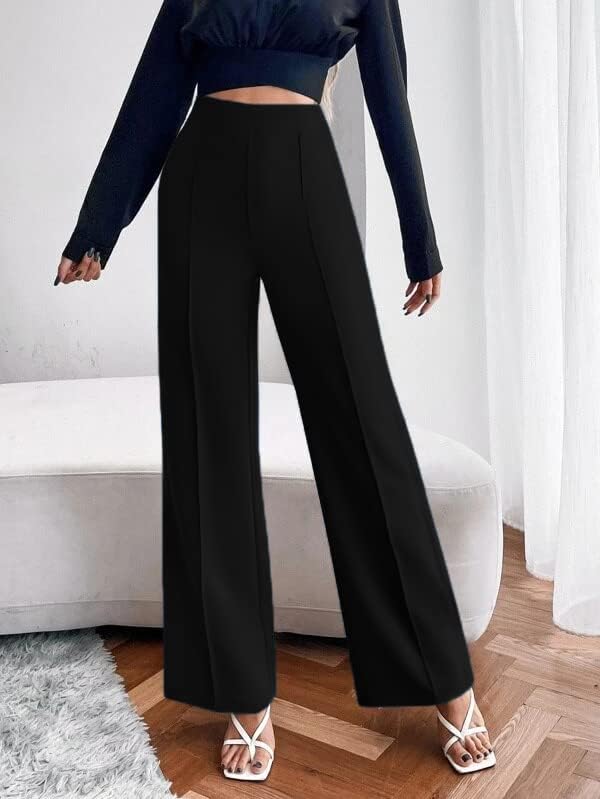 Image of ALYNE Women's Trouser Pants for Women Stretchy Straight Line Leg Elastic Waist /Regular Fit Trouser Pant for Regular Casual Wear