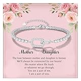 VNOX Tennis Bracelet Gifts For Mum and Daughter - Double Ring Cubic Zirconia Tennis Bracelet for Women, Adjustable Mother Daughter Jewellery with Card, Gifts for Mum, Mothers Day, Birthday