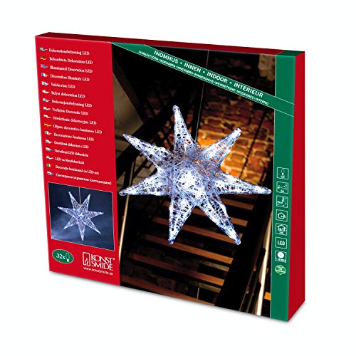 Preisvergleich Produktbild Konstsmide 6110-003 Weihnachtsdekoration aus Acryl, 7 Spitzen, mit 32 weißen LEDs
