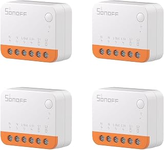 SONOFF MINIR4 Wlan Smart Schalter 2 Wege 4PCS - Smarte Lichtschalter mit Timing-Funktion, Relay Split Mode, 2.4G WiFi, Neutralleiter erforderlich, Funktioniert mit Alexa/Google Home/eWeLink App