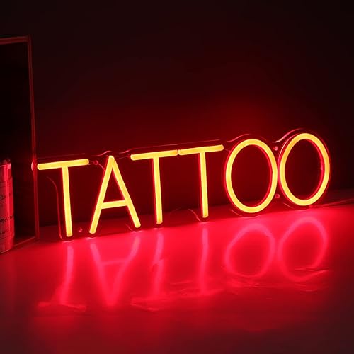 Miniatura 1 de Britrio TATTOO - Letrero de pared con luz de neón para sala de tatuajes, estudio, tienda, LED, divertida, decoración de pared para tiendas de