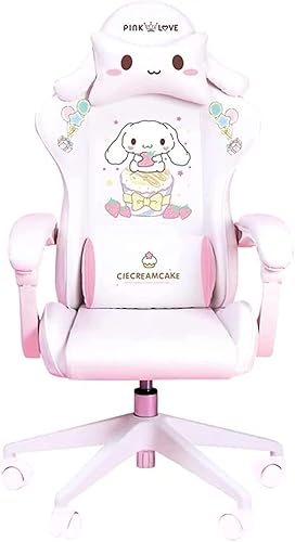 Miniatura 5 de WCG Cinnamoroll - Silla de juegos para niñas, lindo sillón de computadora, oficina, hogar, silla giratoria ajustable