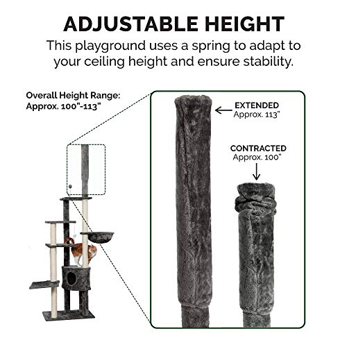 Furhaven Tiger Tough Cat Tree Skyscraper Playground W/ Adjustable Height - Gray, One Size #TOP4