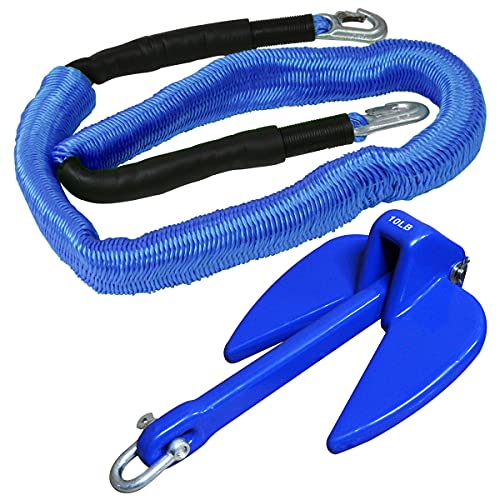 �A���J�[ 4.5Kg�����[�v�Z�b�g �W�F�b�g�X�L�[�p PVC�A���J�[ �u���[ 10LBS 4.5�L�� & �L�k�̂т̂уA���J�[���[�v 2������6m �u���[ ��