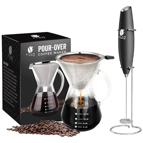Bean Envy Milk Frother Black Color & Pour Over Coffee Maker