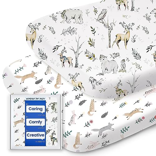 Image of Bassinet Sheets for Baby Boy Girl, TotBasic Buttery Soft Universal Bassinet Fitted Sheet, Compatible with Halo, Mika Micky, Baby Delight, Dream On Me, Maxi COSI and More Bassinet Mattress(Woodland)