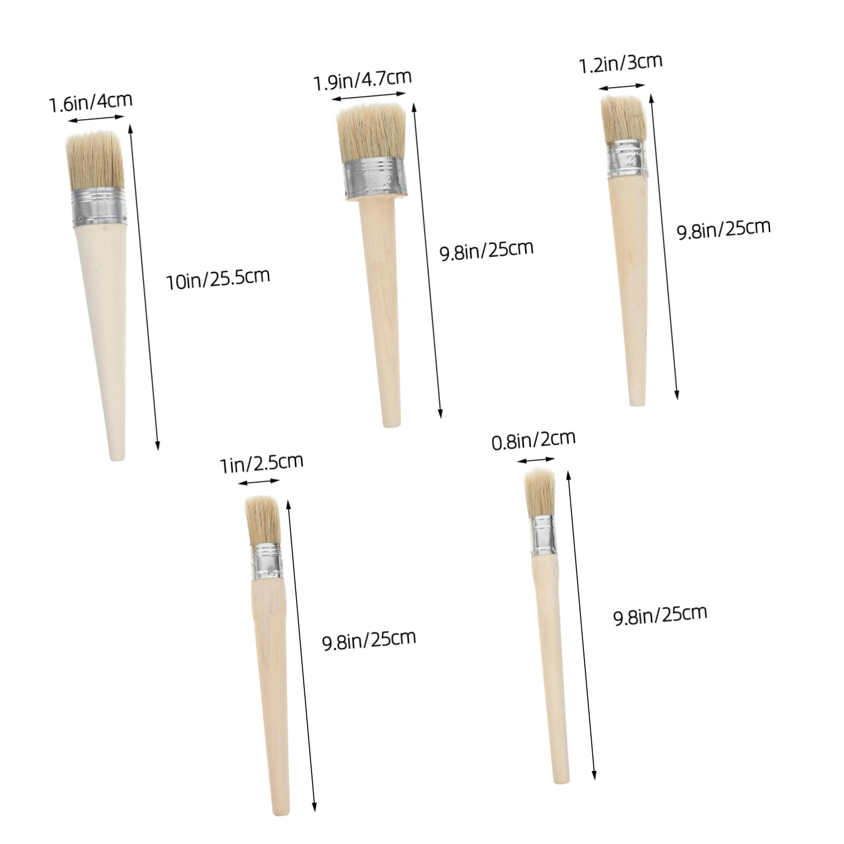 Hemobllo Set di 5 Pennelli Rotondi per Pittura Manico in Legno e Setole, per Progetti DIY e Finiture su Mobili