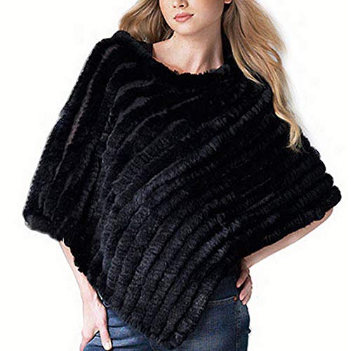 Women Shawl Genuine Rabbit Hair Knitted Cape Triangle Poncho Stole Winter Warm Wedding Party