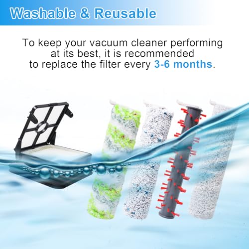 4 Pack Multi-Surface Crosswave Brush Roll, Compatible with Bissell Crosswave Hydrosteam 35151 3515 35152 3513 Bissell Crosswave Cordless Max 2554 2554A 2590 2593 2596, 4 Pet Brush & 1866 Vacuum Filter