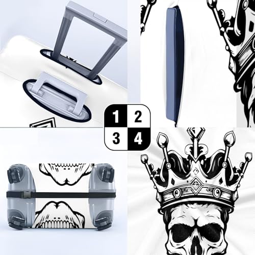 Travel Luggage Cover Suitcase Protector Scratch-Resistant Fit Not Included Suitcase Human Skull King In Crown Sketch Hand Drawn XL-30-32in4