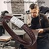 HALUKAKAH ● Solo ● Men's Genuine Brown Leather Bracelet Titanium Clasp with Magnets 8.46"(21.5cm) - with Giftbox #3