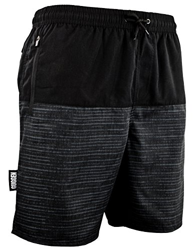 GUGGEN Mountain Homme Short De Bain Plage Natation Bermuda Pant Court De Sport Maillot De Bain avec Motif Gris Noir XXL Cover