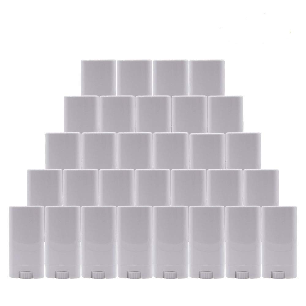 Healthcom 15ml White Plastic Deodorant Containers 0.5 Oz New Empty Oval Lip Balm Tubes for Lipstick Crayon Chapstick DIY Make Your Own Deodorant