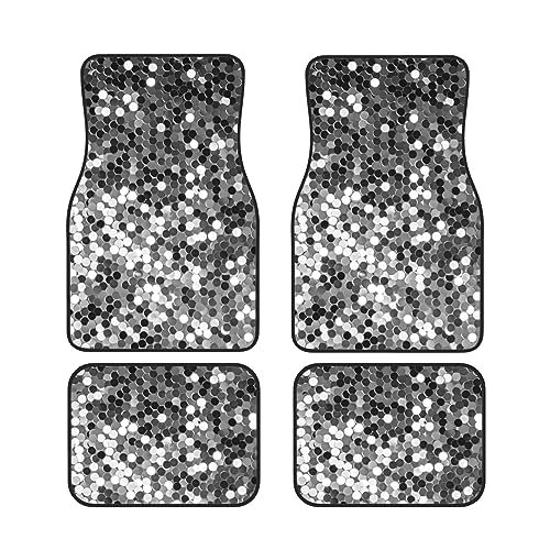 Tapis de sol voiture universels antidérapants argentés paillettes x4