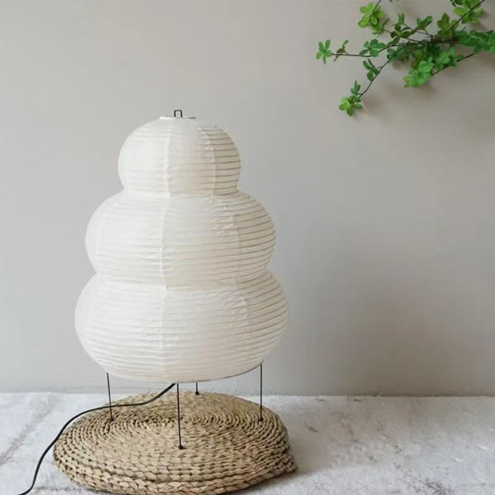 Mengjay Reispapier Lampe Retro Reispapier Nachttischlampe,Nachtlicht Gemütliche Nachttischlampe Tischbeleuchtung Dekorative Tischlampe Stimmung Tischlicht,Papierlampe Wohnzimmer Deko Lampe (A)