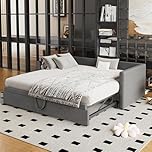 Jtyca Upholstered Single Day Bed with Trundle, Velvet, Grey, 3FT-90x190 CM, No Mattress