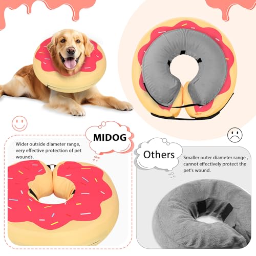 Image of MIDOG Inflatable Dog Cone Alternative for After Surgery - Soft Protective Donut Collar Prevents Licking & Allows Eating, Comfortable Recovery E-Collar Alternative for Small Medium Large Dogs (Red,M+)