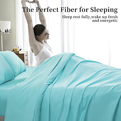 Image of 100% Egyptian Cotton Sheets California King Size,1000 Thread Count Luxury Heavy Bed Sheets Set,Very Smooth Soft with 18 inch Deep Pocket Sheets 4 Pc Set (Seafoam, California King)