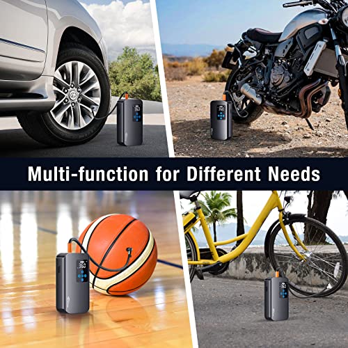 Nulksen Tire Inflator Portable Air Compressor, 150 Psi Cordless Air Pump For Car Tires With 7800Mah Battery, Tire Pump With Pressure Gauge For Car Bicycle Motorcycle Ball, Electric Bike Pump #TOP3