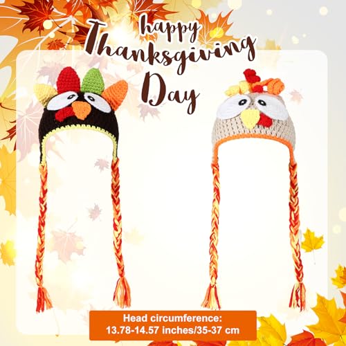 Geyoga 2 Pcs Baby Turkey Hat Newborn Thanksgiving Outfits Knitted Beanie Cap Infant Crochet Hat for Baby Girl Boy Halloween Photo Prop3