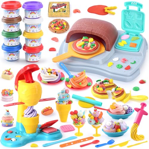 PLAY 2 en 1 Pate à Modeler pour Enfants, DIY Pâte à Modeler, Machine à Glace et Machine à...