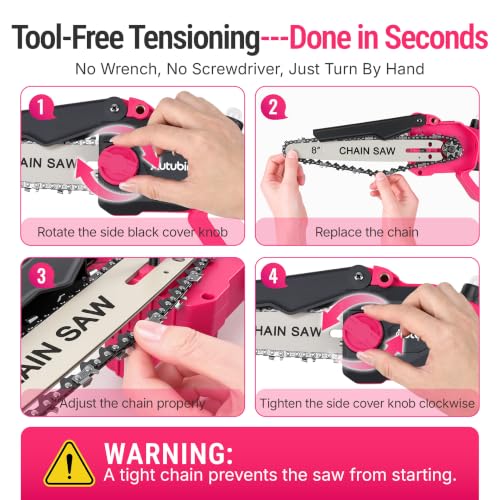 Image of 2-in-1 Pink Cordless Pole Saw for Tree Trimming, Branches Cutting