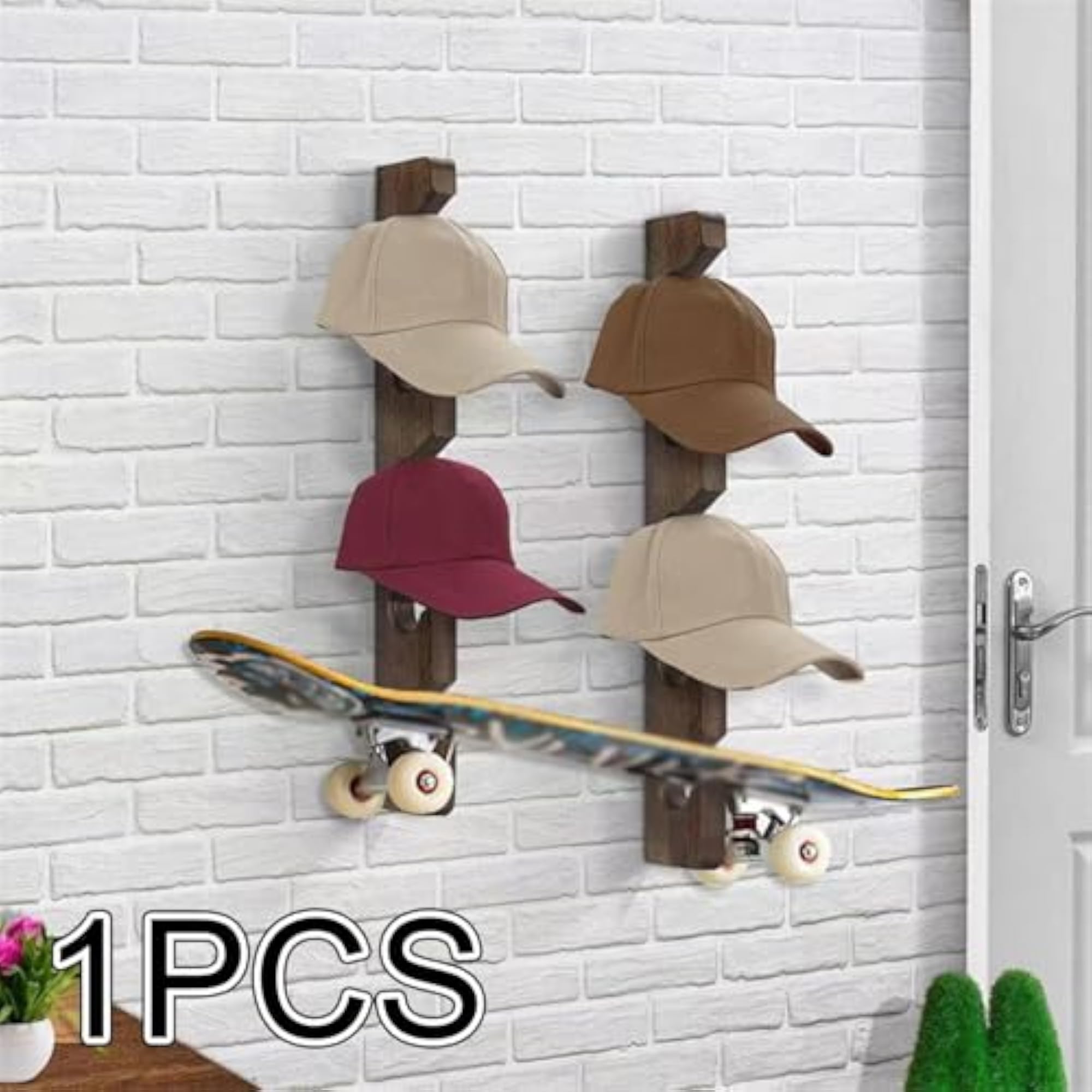 Decorative Wood Baseball Hat Rack for Home Entryroom
