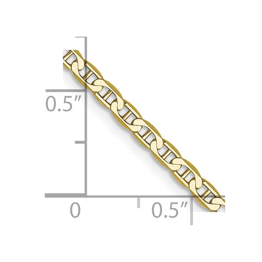 Diamond2deal Fußkettchen 10 Karat Gelbgold 2,4 mm flach Karabinerverschluss 25,4 cm