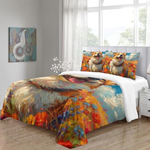 Housse de couette Corgi 3D pour chambre d'adolescent dynamic, parure microfibre Super King zip - 5