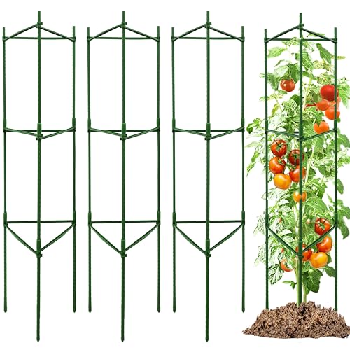 TCBWFY 4-Pack 48-Inch Adjustable Tomato Cages, Heavy-Duty Metal Plant Support Trellis for Garden and...