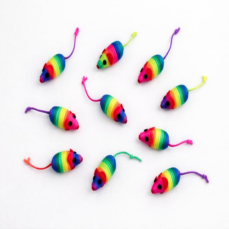ZACAL Cat Toy Wand Teaser, Interactive Play Set with Rainbow Ribbon, Feather and Plush Worm Attachments, 3 Pack (Rainbow Mice (Pack of 20)) โ image 1