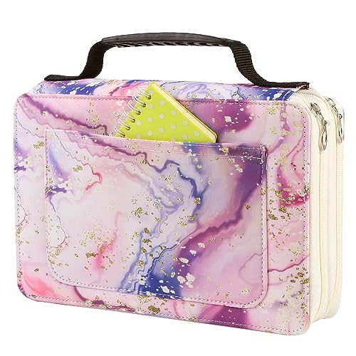 Image of Marker Pen Organizer Case 68 Slots Large Capacity with Handy Wrap Portable Multilayer Holder for Prismacolor Watercolor Pencils & Gel Pen Markers(Rose Black) | Portable Multilayer Holder for Watercolor Pencils & Gel Pen Markers for Artists, Sketching, Drawing