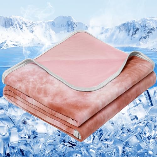 Image of inhand Cooling Throw Blanket (50 inchx60 inch), Cooling Blankets for Hot Sleepers, Absorbs Heat to Keep Adults Cool for Summer Nights Sweats, Thin Cold Lightweight Blanket for Couch Bed, Bean Paste Pink